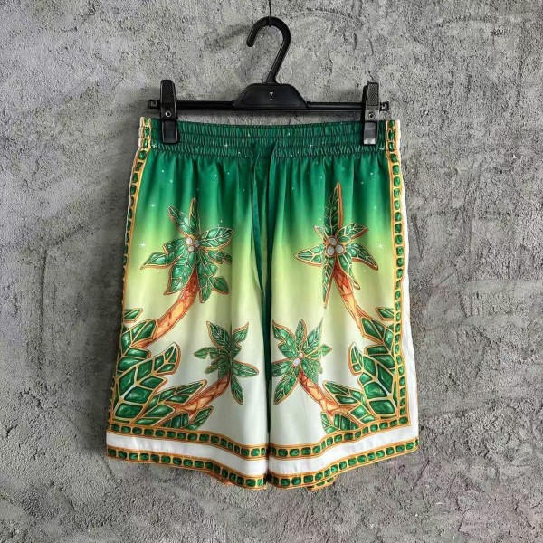 「#4486」CASABLANCA Green jewel pattern silk shorts
