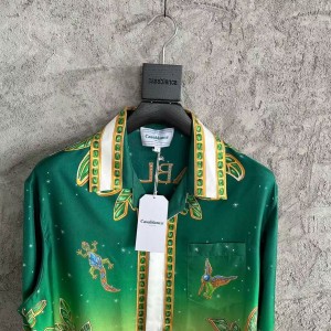 「#4487」CASABLANCA Green jewel pattern silk shirt