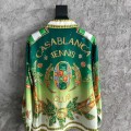 「#4487」CASABLANCA Green jewel pattern silk shirt