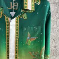 「#4487」CASABLANCA Green jewel pattern silk shirt