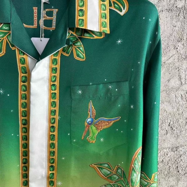 CASABLANCA Green jewel pattern silk shirt