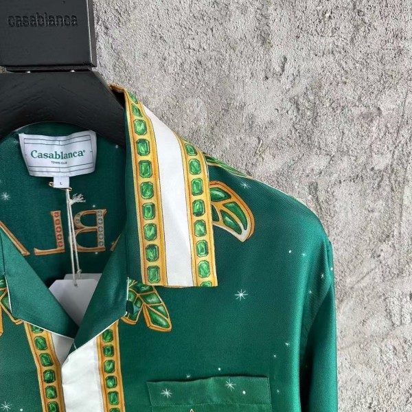 CASABLANCA Green jewel pattern silk shirt