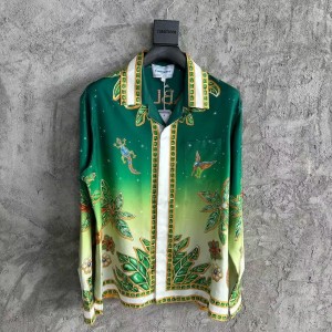 「#4487」CASABLANCA Green jewel pattern silk shirt