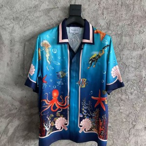 「#4500」CASABLANCA Blue silk shirt with marine animal print