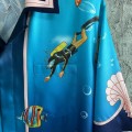 「#4500」CASABLANCA Blue silk shirt with marine animal print