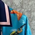 「#4500」CASABLANCA Blue silk shirt with marine animal print