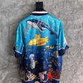 「#4500」CASABLANCA Blue silk shirt with marine animal print