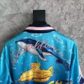 「#4500」CASABLANCA Blue silk shirt with marine animal print
