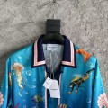 「#4500」CASABLANCA Blue silk shirt with marine animal print
