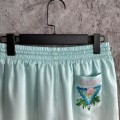 「#4501」CASABLANCA Light blue silk shorts with ripple pattern