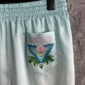 「#4501」CASABLANCA Light blue silk shorts with ripple pattern