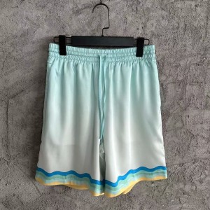 「#4501」CASABLANCA Light blue silk shorts with ripple pattern