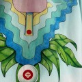 「#4502」CASABLANCA Light blue silk T-shirt with ripple pattern