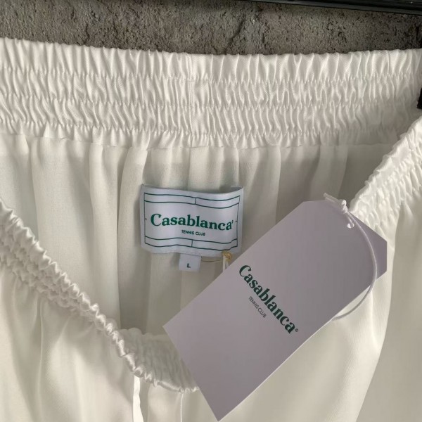 CASABLANCA White silk shorts with glass house pattern