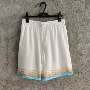 「#4503」CASABLANCA White silk shorts with glass house pattern