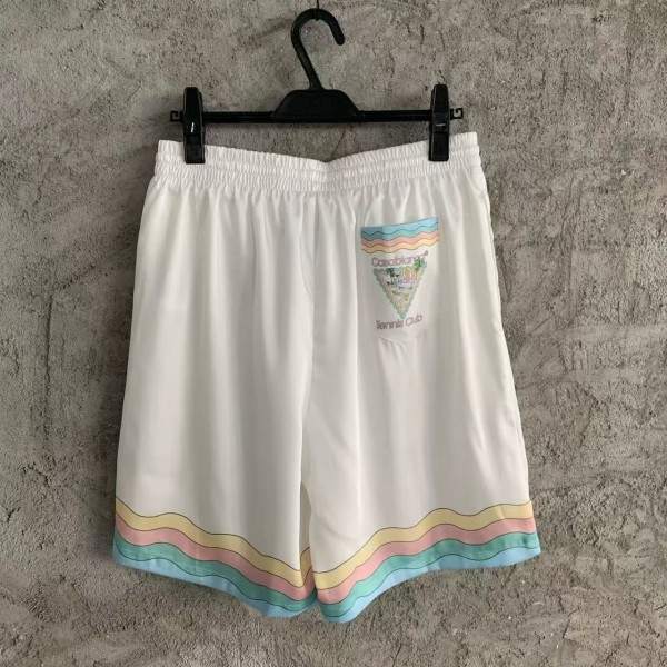 CASABLANCA White silk shorts with glass house pattern