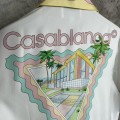 「#4504」CASABLANCA White silk T-shirt with glass house pattern