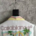 「#4504」CASABLANCA White silk T-shirt with glass house pattern