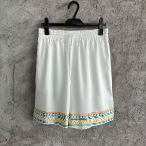 「#4507」CASABLANCA White silk shorts with tennis racket pattern
