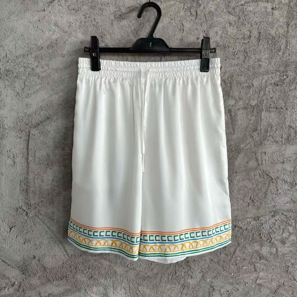 「#4507」CASABLANCA White silk shorts with tennis racket pattern
