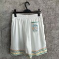 「#4507」CASABLANCA White silk shorts with tennis racket pattern