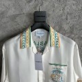 「#4508」CASABLANCA White silk T-shirt with tennis racket pattern