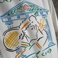 「#4508」CASABLANCA White silk T-shirt with tennis racket pattern