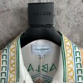 「#4508」CASABLANCA White silk T-shirt with tennis racket pattern