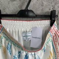 「#4517」CASABLANCA White linen shorts with totem pattern