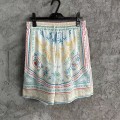 「#4517」CASABLANCA White linen shorts with totem pattern