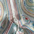 「#4518」CASABLANCA White linen T-shirt with totem pattern