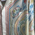 「#4518」CASABLANCA White linen T-shirt with totem pattern