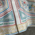 「#4518」CASABLANCA White linen T-shirt with totem pattern