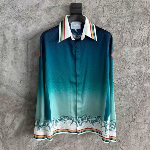 「#4523」CASABLANCA Stadium pattern silk shirt