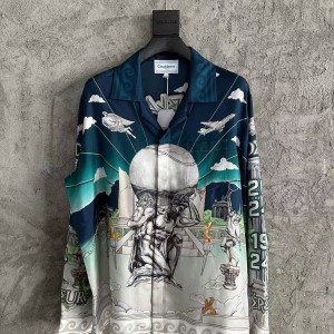 「#4524」CASABLANCA Silk shirt with celestial sphere pattern