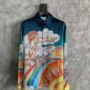 「#4525」CASABLANCA Torch pattern silk shirt