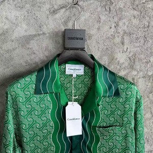「#4527」CASABLANCA Silk T-shirt with hem pattern