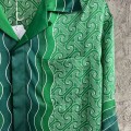 「#4527」CASABLANCA Silk T-shirt with hem pattern