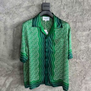 「#4527」CASABLANCA Silk T-shirt with hem pattern