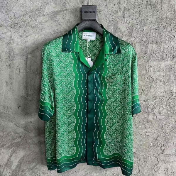 「#4527」CASABLANCA Silk T-shirt with hem pattern