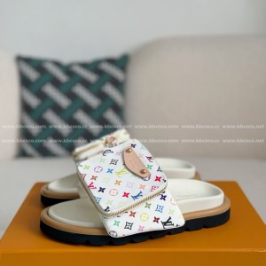 「#4557」LOUIS VUITTON x MURAKAMI Leather Flip Flops