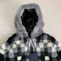 「#4570」Louis Vuitton Skiing Series FW24 Black And White Check Hooded Fleece Jacket
