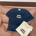 「#4588」Ami navy blue crochet short sleeve