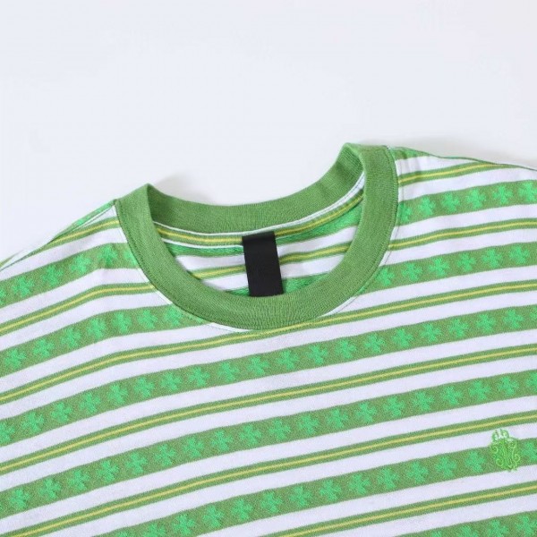 Chrome Hearts striped logo print crew neck short sleeves