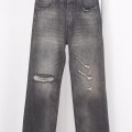 「#4601」CELINE black washed jeans with holes