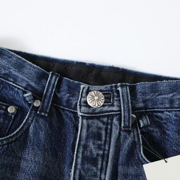 Chrome Hearts Black White Brown Suede Cross Blue Jeans