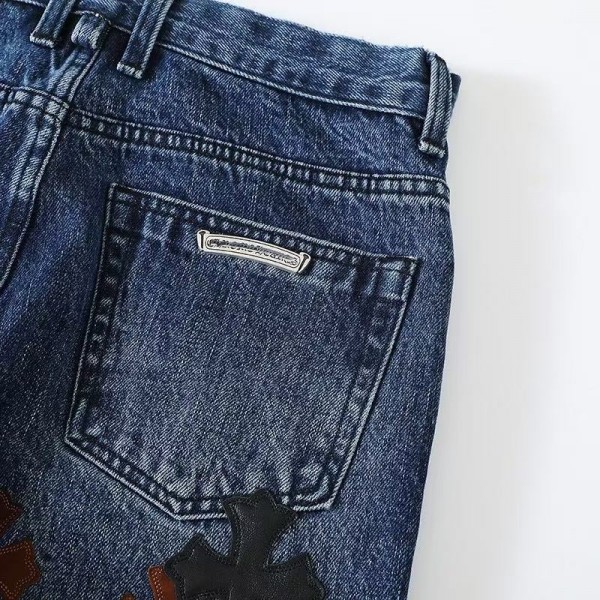 Chrome Hearts Black White Brown Suede Cross Blue Jeans