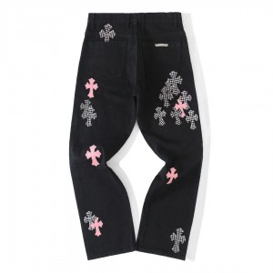 「#4695」Chrome Hearts pink cross checkerboard trousers