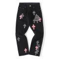 「#4695」Chrome Hearts pink cross checkerboard trousers