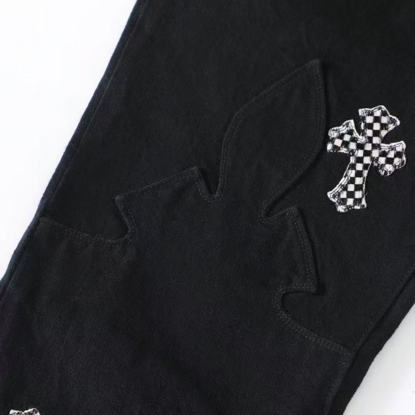 Chrome Hearts pink cross checkerboard trousers